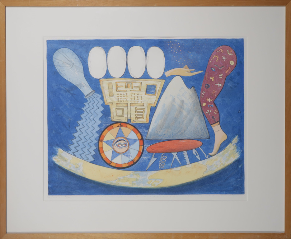 Lon Buttstedt: Litho, Naar de vijfde windstreek - Ingelijst verkocht voor € 35!