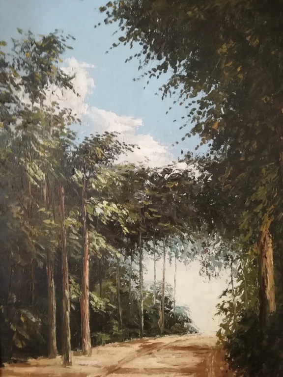 onbekend kunstenaar - olieverf op doek - zomerse bosweg kopen? Bied vanaf 1!
