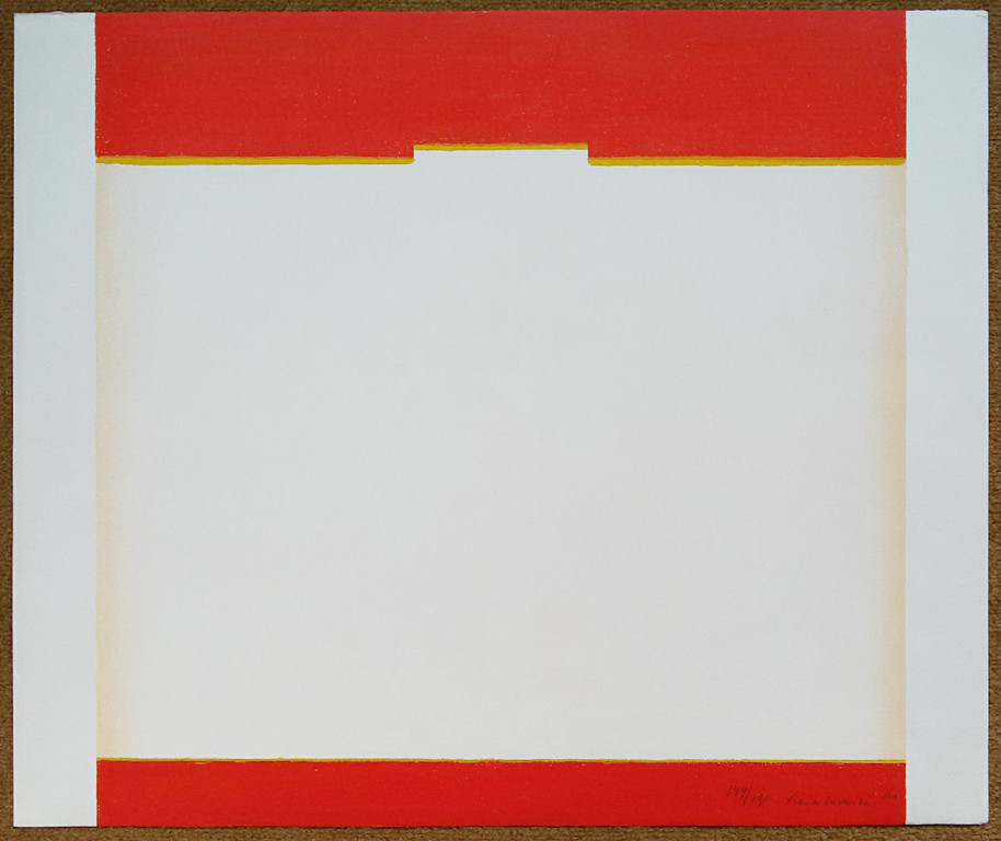 Frank Lodeizen - Compositie in rood en oranje, zeefdruk kopen? Bied vanaf 40!