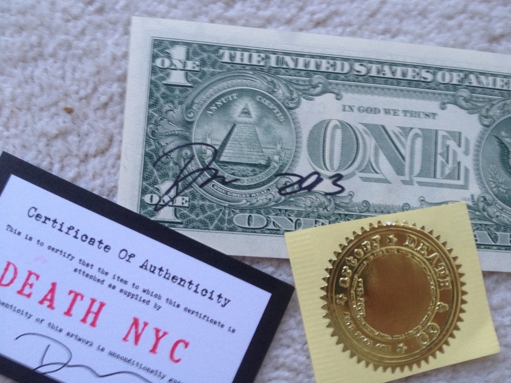 DEATH NYC, 1 Dollar biljet, The Simpsons 'USD $ 1 Baby Spray' uit 2013 kopen? Bied vanaf 1!