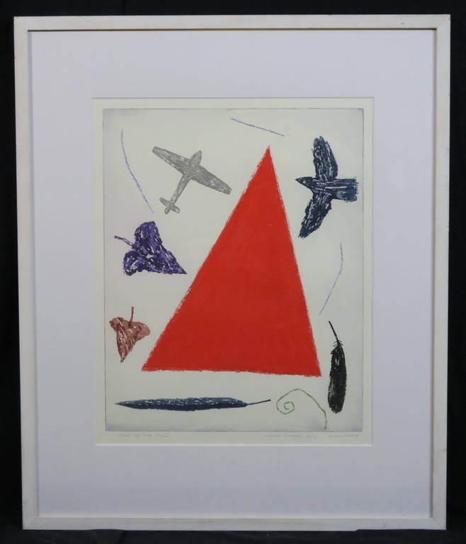 Harrie Gerritz: Ets, Herfst bij rode toren - Ingelijst verkocht voor € 75!