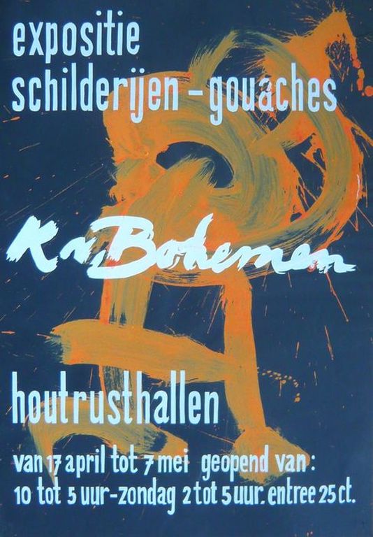 Kees Van Bohemen - gouache op gezeefdrukte affiche – gesigneerd - unicum - 1958 verkocht voor € 160!