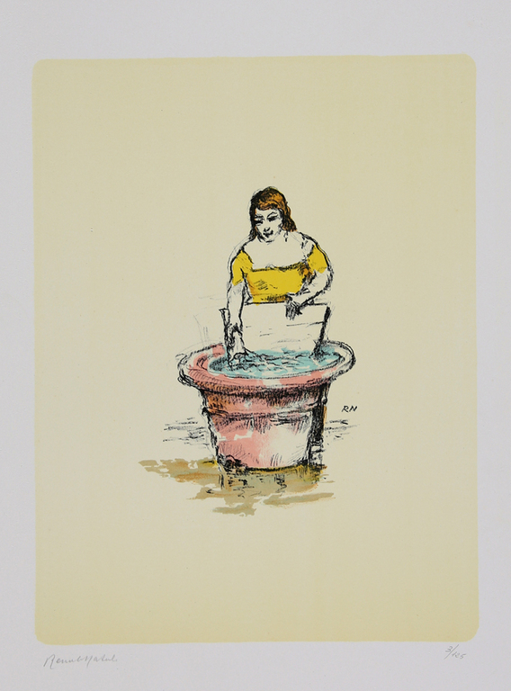 Renato Natali. -Wasvrouw in Livorno- Kleurenlitho. Handgesigneerd. 1977 kopen? Bied vanaf 29!
