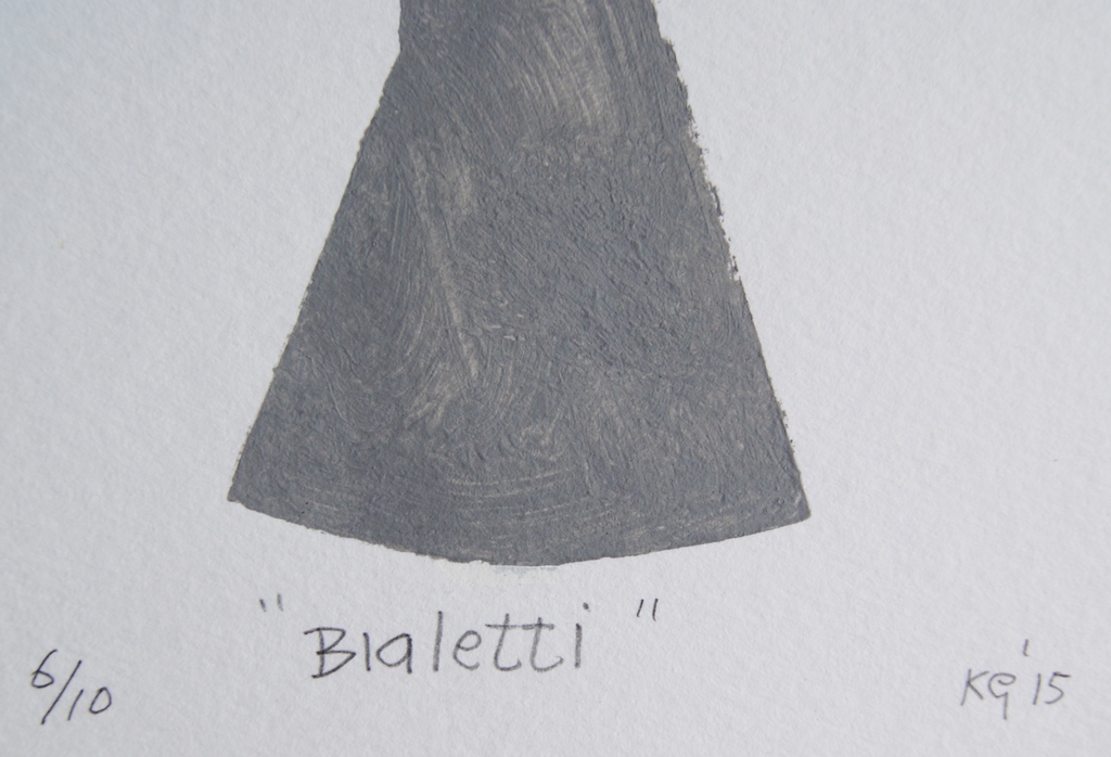 Klaas Gubbels geschilderde sjabloondruk 'Bialetti' - 2015. kopen? Bied vanaf 195!