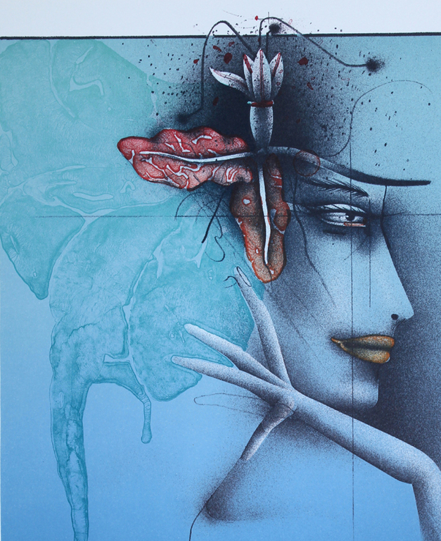 Paul Wunderlich - Handgesigneerde lithografie, Tête d'une Femme (Bleu) kopen? Bied vanaf 69!