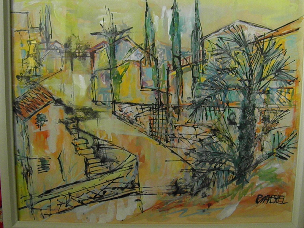 Ria Exel, gouache - expressionistisch stadsgezicht. kopen? Bied vanaf 50!