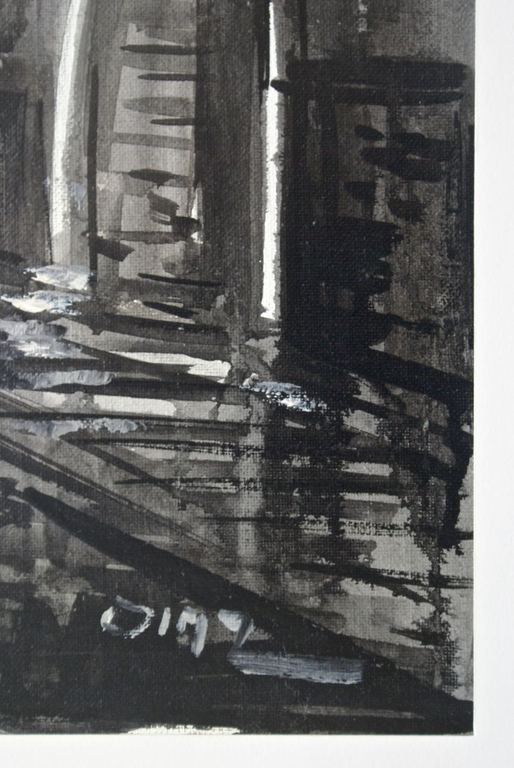  Jim Z "Mediterraan Stadsbeeld met Koets". Olie op schilderkarton. kopen? Bied vanaf 1!