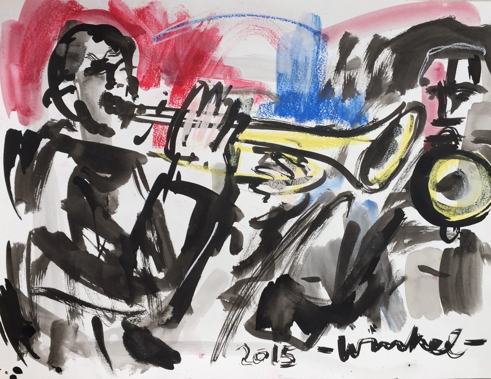Arien Winkel - Originele tekening: Trompettisten kopen? Bied vanaf 1!