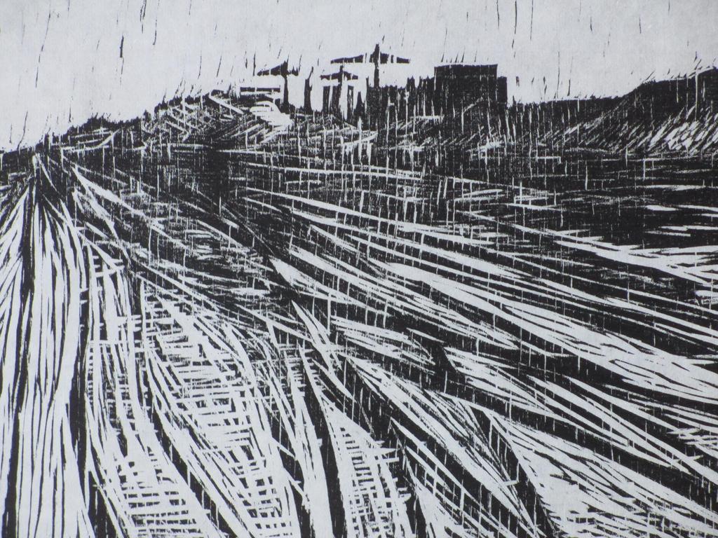 Ronald Noorman, Landschap, Houtsnede kopen? Bied vanaf 40!