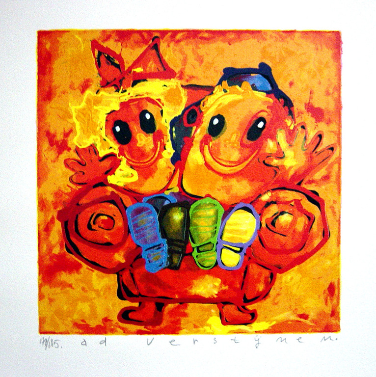 Ad Verstijnen - zeefdruk - Bankstel verkocht voor € 54!