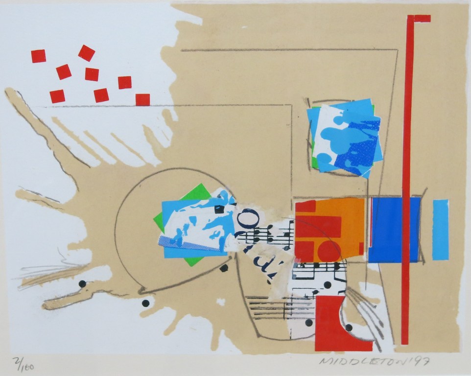 Sam Middleton: Zeefdruk. Composition II - Ingelijst verkocht voor € 40!