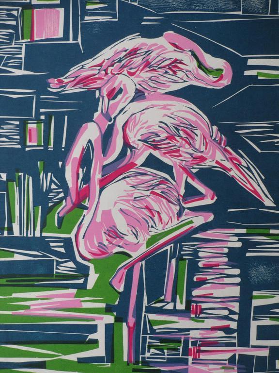 Paul Maas, Flamingo's, Kleurenlitho kopen? Bied vanaf 1!
