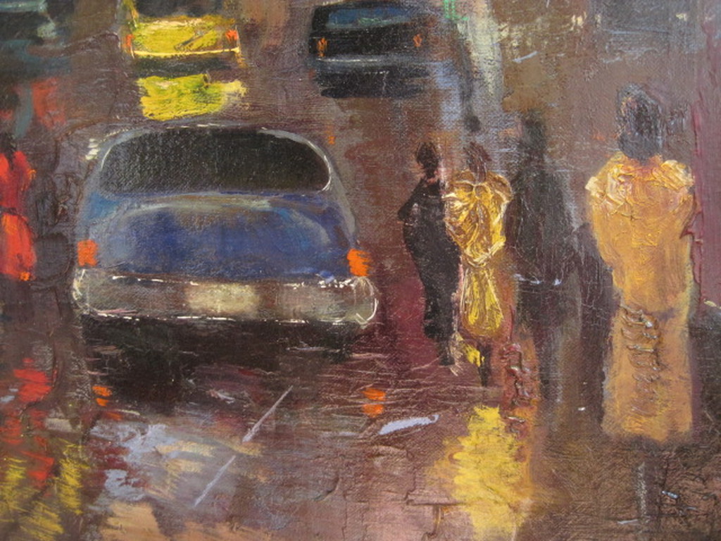 oud impress. olieverf "San Fransisco USA"  onduid. gesigneerd  omstreeks 1950 kopen? Bied vanaf 1!