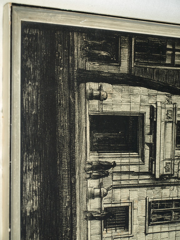 Albert Hemelman : litho – Grachtenpand Amsterdam – Ingelijst – ca 1935 kopen? Bied vanaf 1!