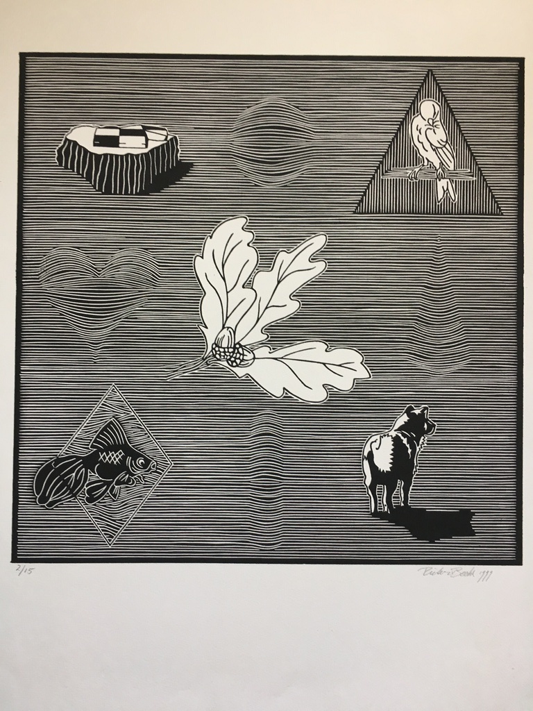 Litho, surrealistisch strak zwart/wit beperkte oplage 2/15, handgesigneerd verkocht voor € 35!