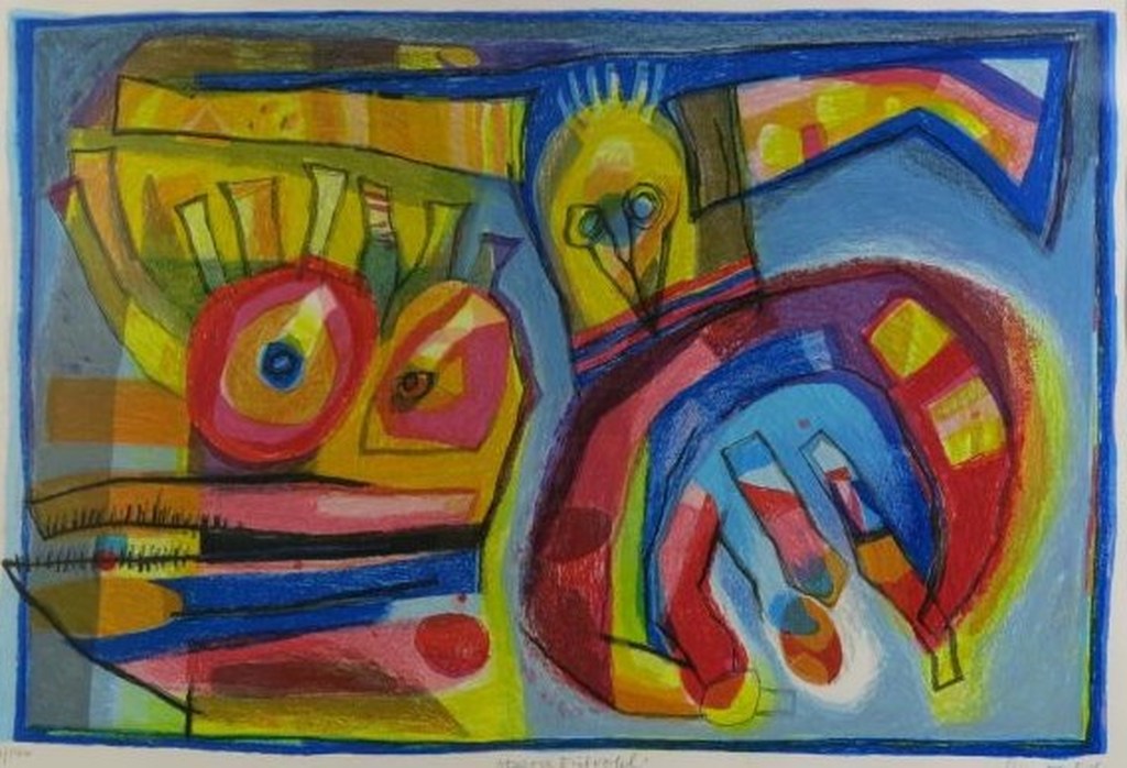 Geert Vrijdag: Zeefdruk, Paradijsvogel - Ingelijst (groot) verkocht voor € 160!