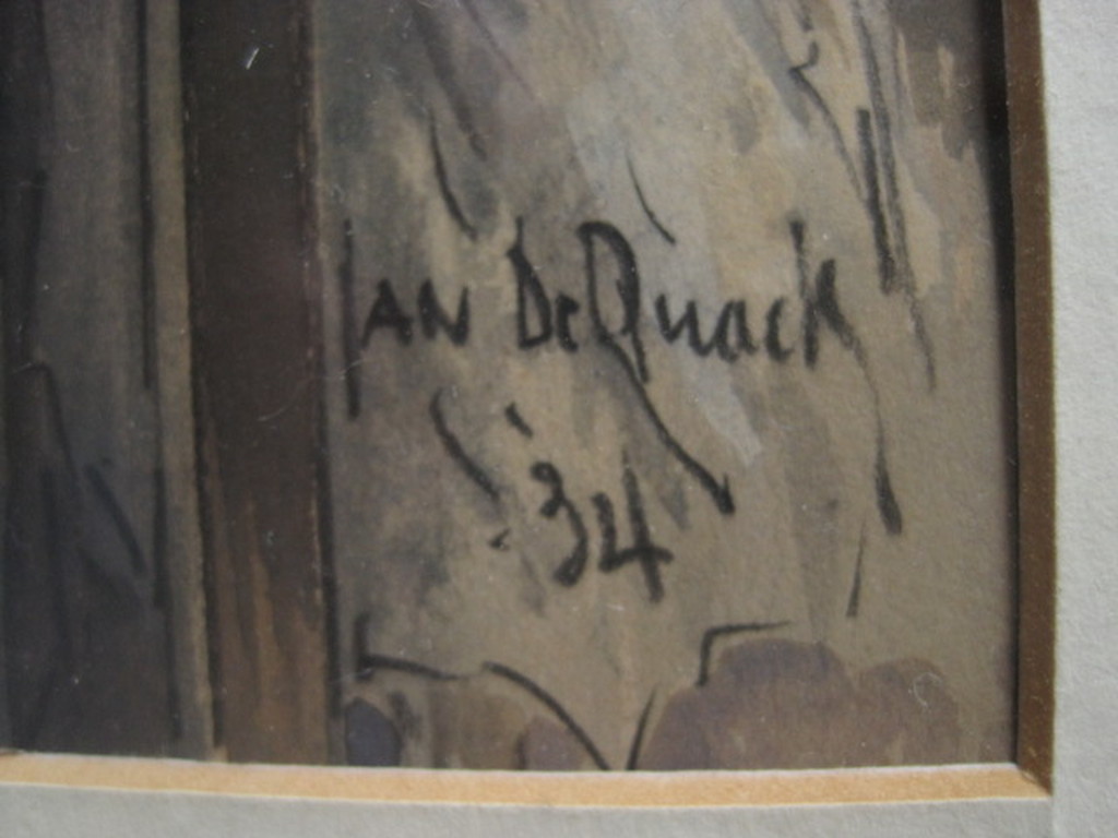 Leuk Hollands aquarel "Pa en dochter spelen TricTrac" door Jan de Quack 1934 kopen? Bied vanaf 1!