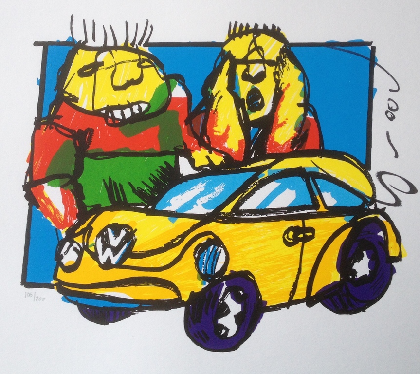 Herman Brood - VW Beetle - gesigneerde zeefdruk - oplage 200 ex. verkocht voor € 195!