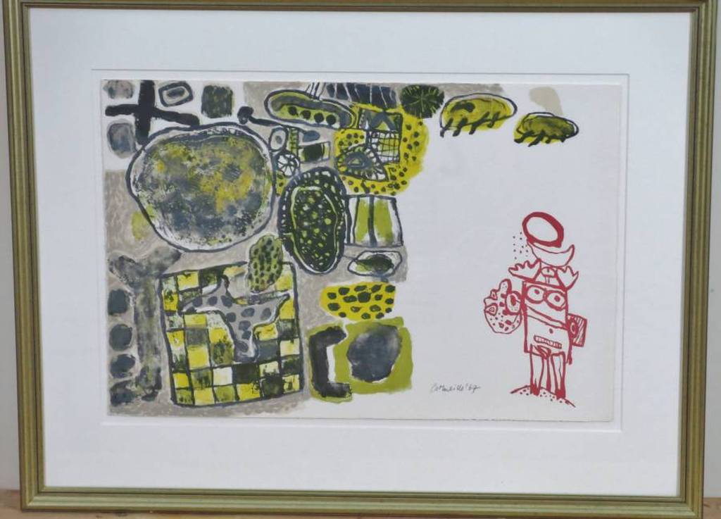 Corneille: Kleurenlitho, Femme de Nuit et d'Aube II - Ingelijst verkocht voor € 250!