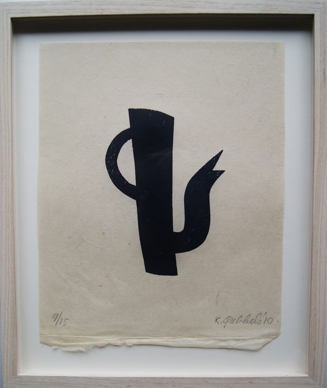 Klaas Gubbels houtdruk 'Zwarte Kan' uit 2010 - oplage 15 ex. verkocht voor € 375!