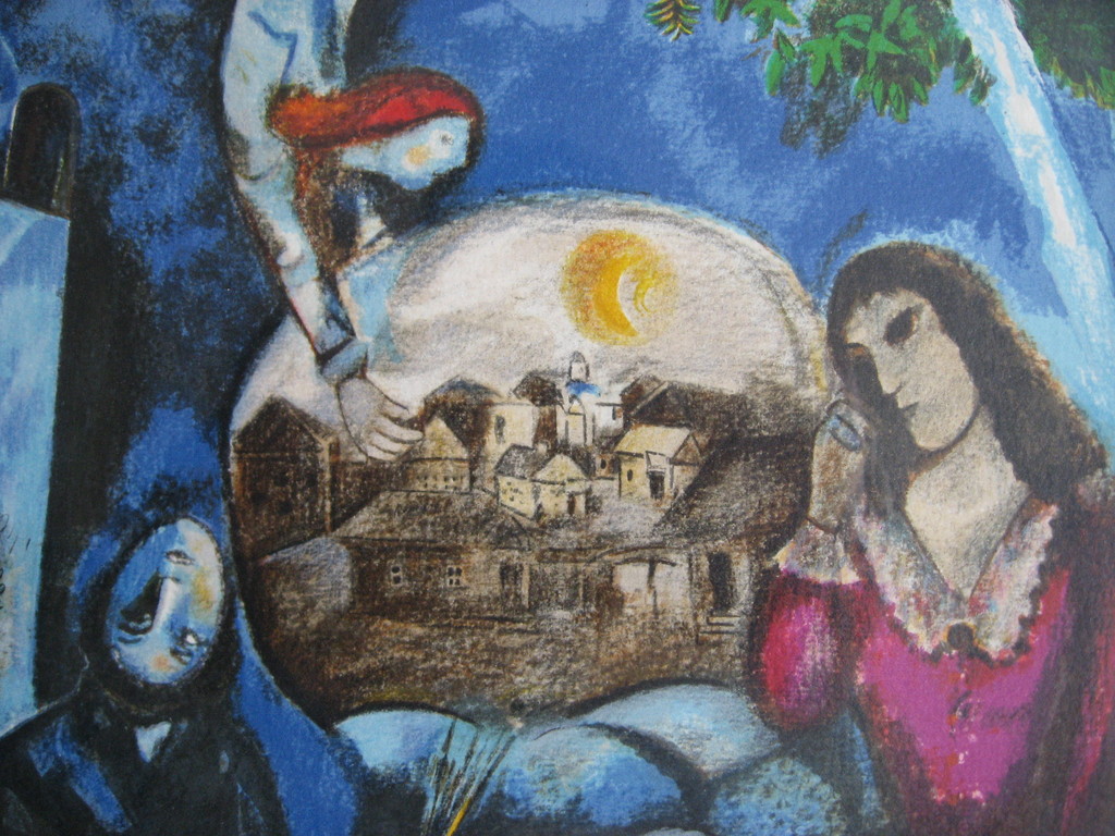 Marc Chagall: Kleurenlitho 'Autour d'elle' -  750 ex. kopen? Bied vanaf 169!