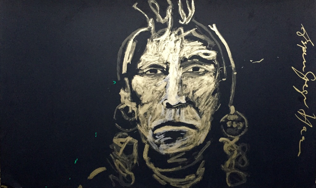 ESPEN GREGER HAGEN, grote handgesign. zeefdruk 'Gold Chief (Black edition)' verkocht voor € 87!
