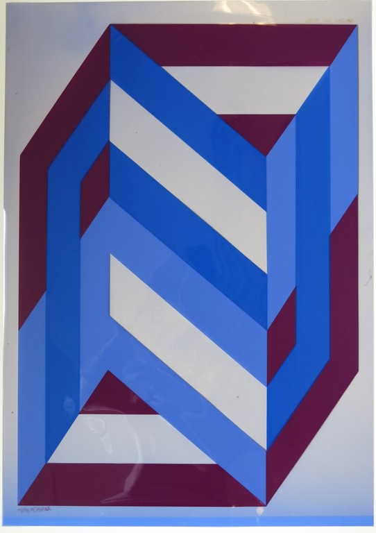 Ronald Abram: Zeefdruk, Geometrische compositie verkocht voor € 35!