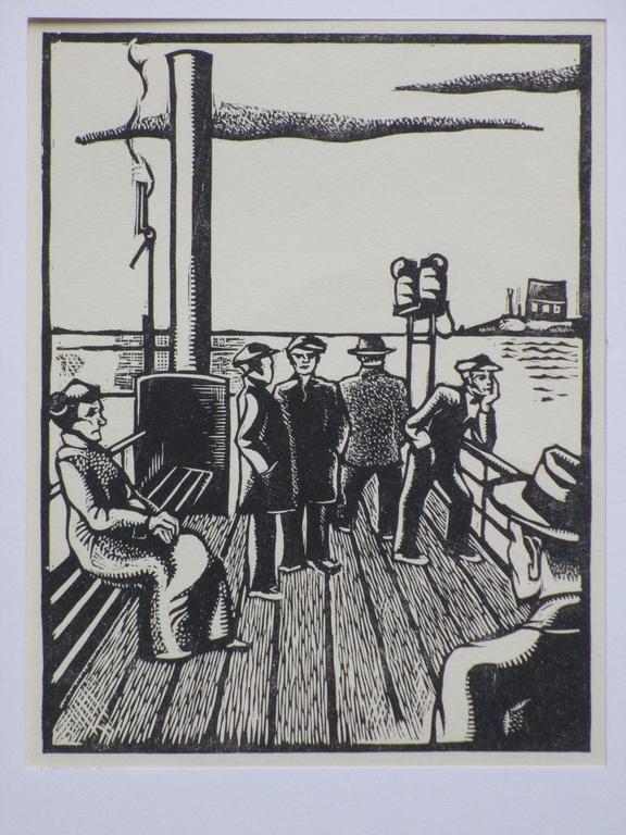 Wim Oepts, Veerpont, Houtsnede 1927 kopen? Bied vanaf 35!