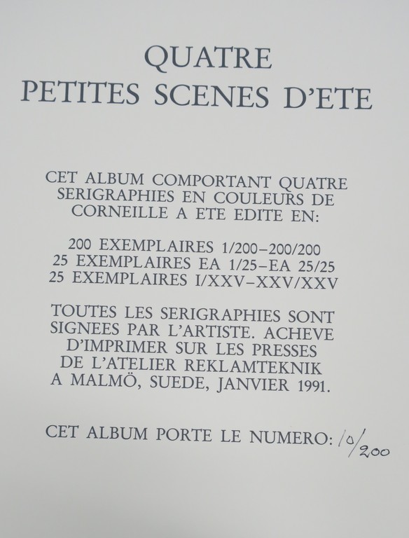 Corneille: Portfolio met 4 zeefdrukken, Quatre petites scenes d'ete kopen? Bied vanaf 140!