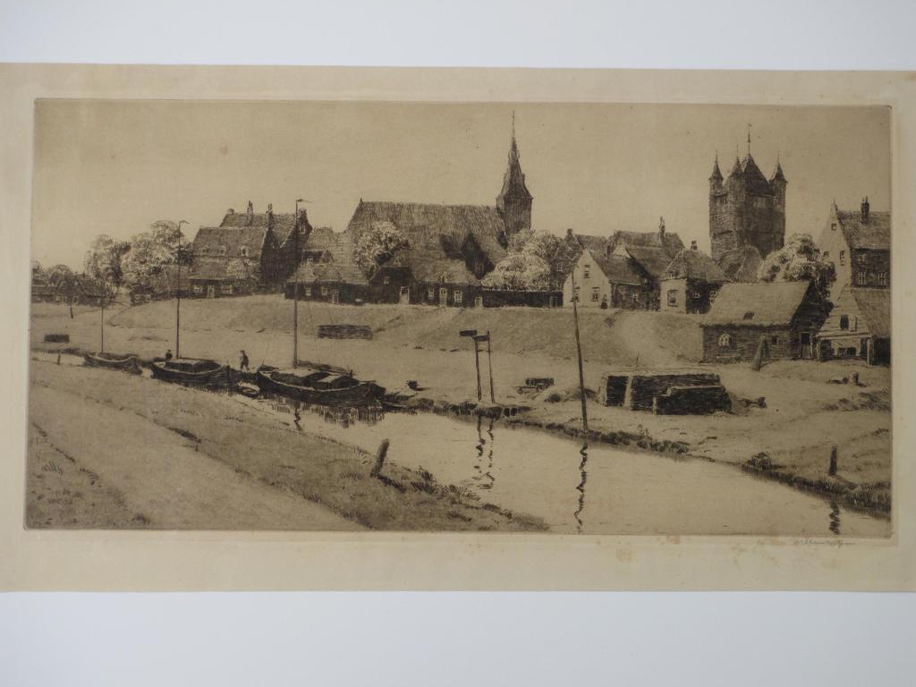Willem Witjens, Haven van Hattem, Ets 1933 verkocht voor € 35!