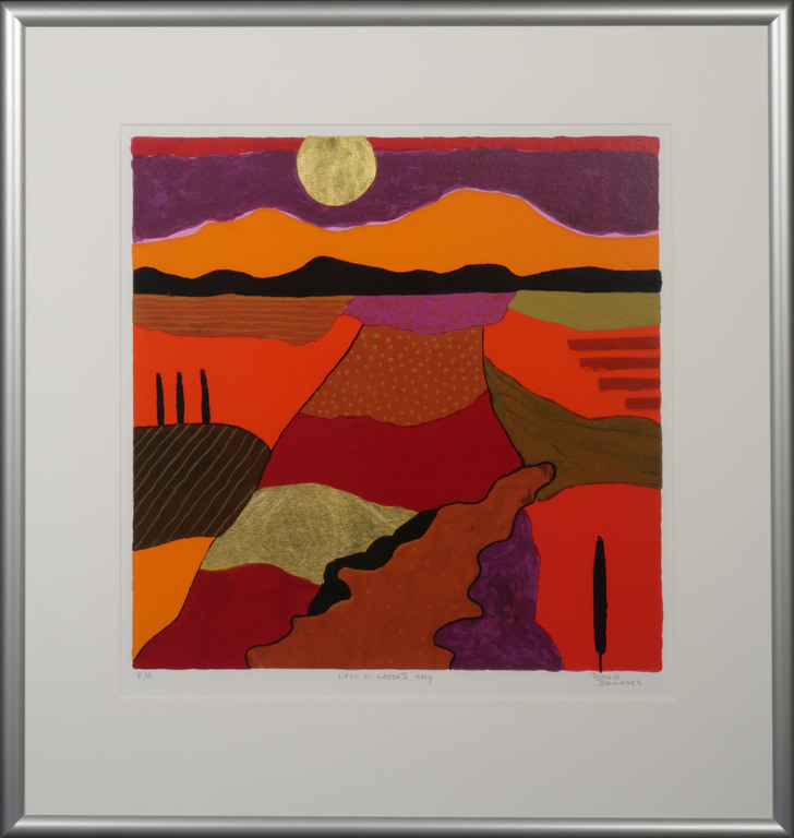 Ronald Boonacker: Zeefdruk, Lago di Garda, Italy II - Ingelijst verkocht voor € 82!