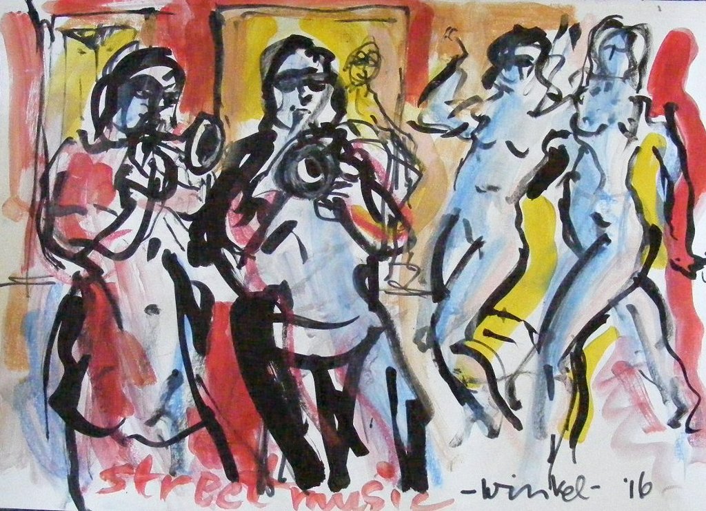 Ariën Winkel, Gemengde techniek, Staatmuziek. kopen? Bied vanaf 50!