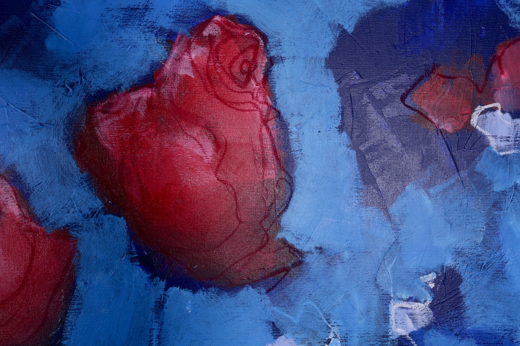 Carolina Paulussen: Acryl op doek, Rozen IV (Zeer groot) kopen? Bied vanaf 220!