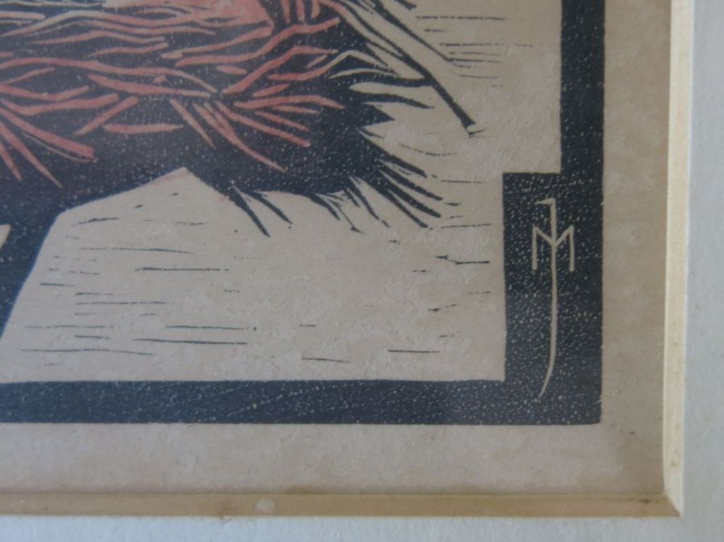 Lot met o.a.Huib Luns: Houtsnede, Pax en 5x onbekend gesigneerd -Ingelijst kopen? Bied vanaf 20!