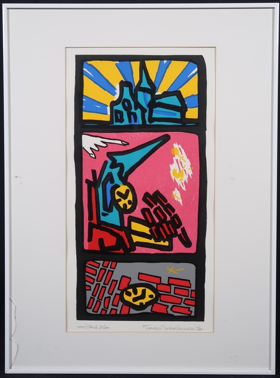 Peter Louman: Zeefdruk, Torenval - Ingelijst kopen? Bied vanaf 1!