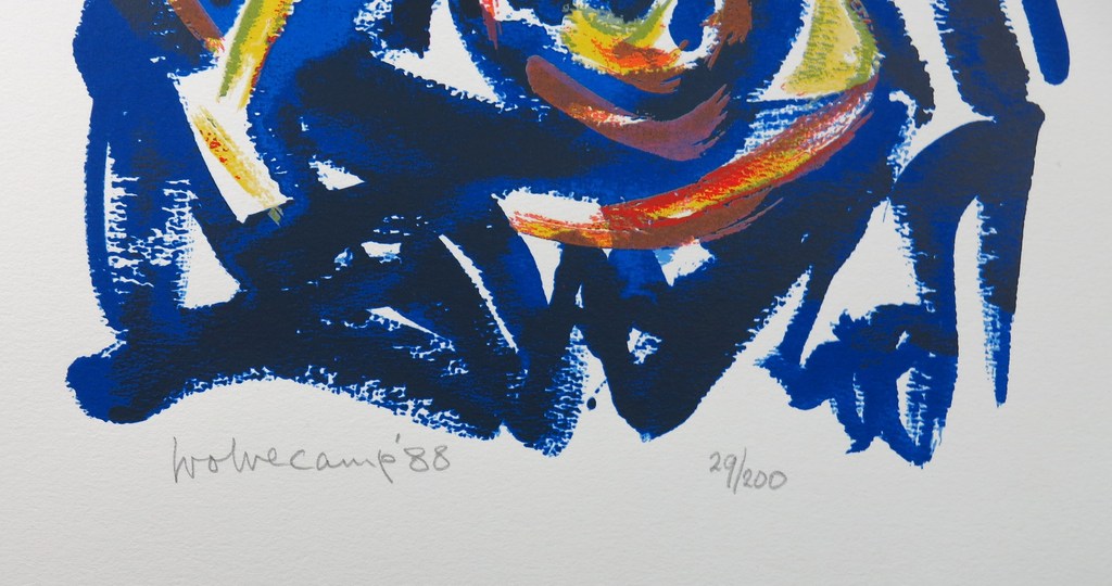 Theo Wolvecamp: Zeefdruk, Blauw figuur kopen? Bied vanaf 150!