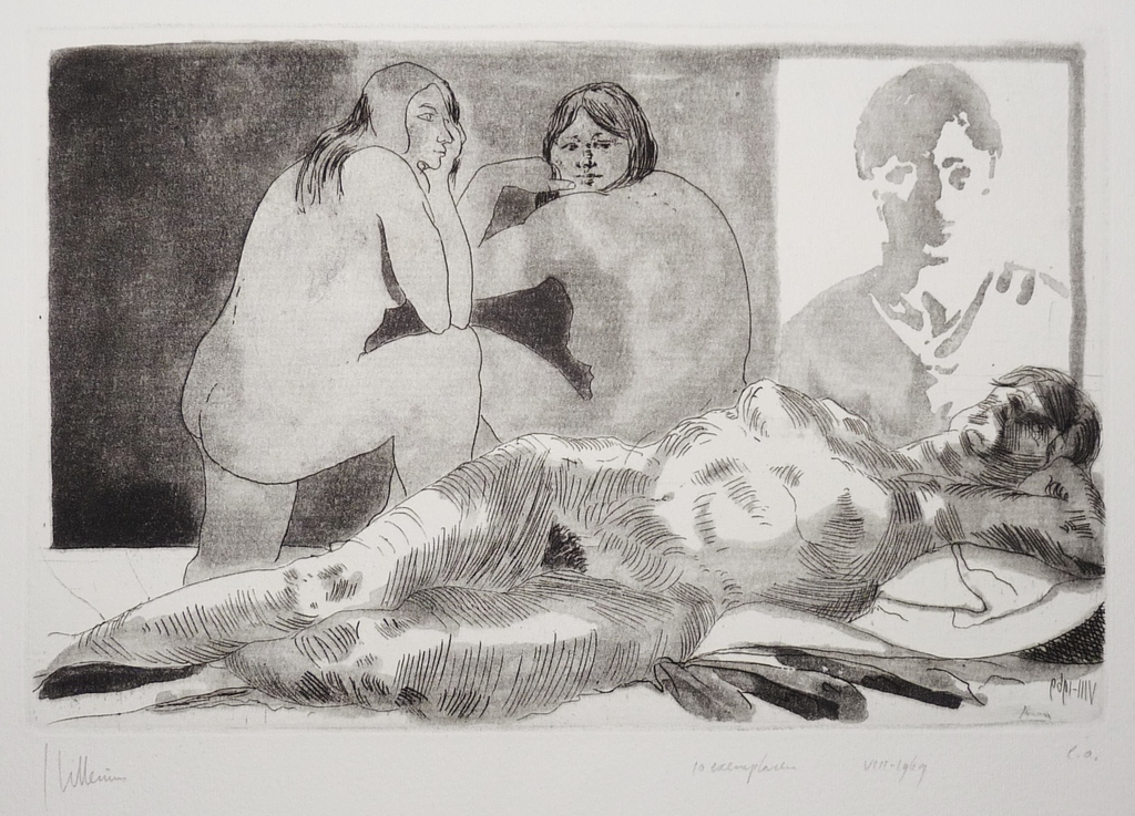 Jaap Hillenius, ets/aquatint, naakten, 1969 verkocht voor € 50!