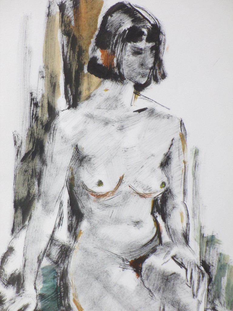 Isaac Naarden, Zittend vrouwelijk naakt, Gemengde techniek kopen? Bied vanaf 1!