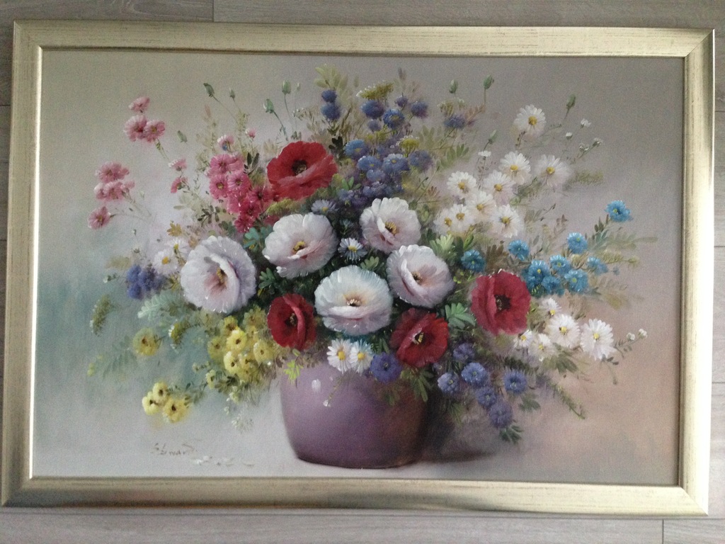 S. Swart - Bloemstilleven - olieverf op doek verkocht voor € 35!