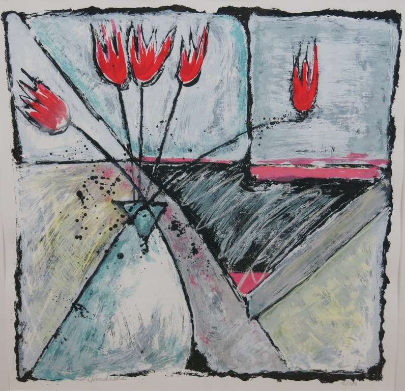 Carla Raadsveld: Litho, Tulpen - Ingelijst (groot) verkocht voor € 100!