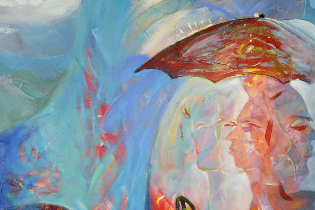 Onbekende kunstenaar: Acryl, Dos en el carro azul kopen? Bied vanaf 1!