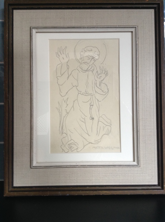 Mathieu Wiegman 1886-1971 Tekening 12x20 ges ro verkocht voor € 40!