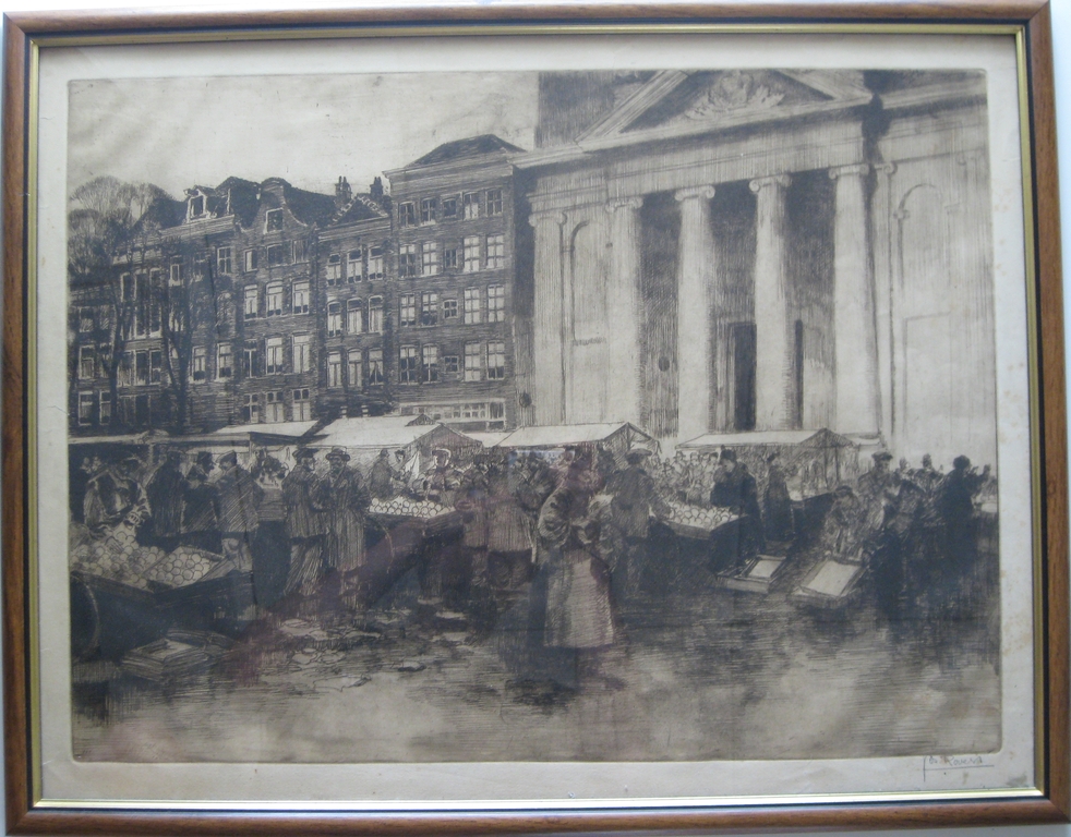 Jos Rovers (1893-1976) - Grote ets Waterlooplein Amsterdam kopen? Bied vanaf 110!