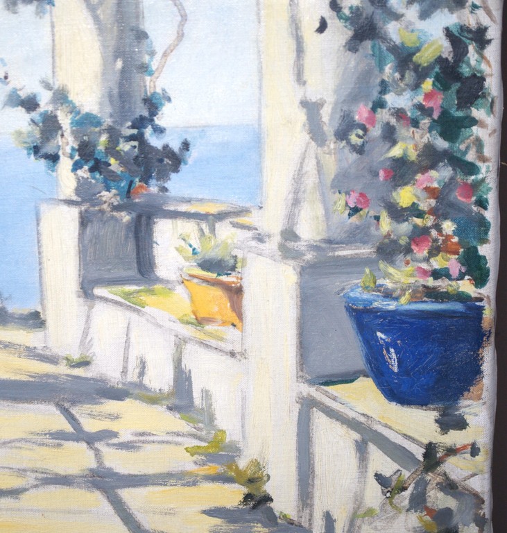 zonnige mediterraanse doorkijk - olieverf op doek - kunsthandel Koch kopen? Bied vanaf 45!