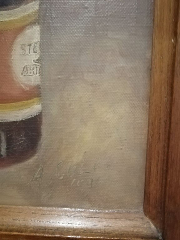 A.Catou - olieverf op doek - begin 20ste eeuw - "Café stilleven" Stella Artois kopen? Bied vanaf 1!