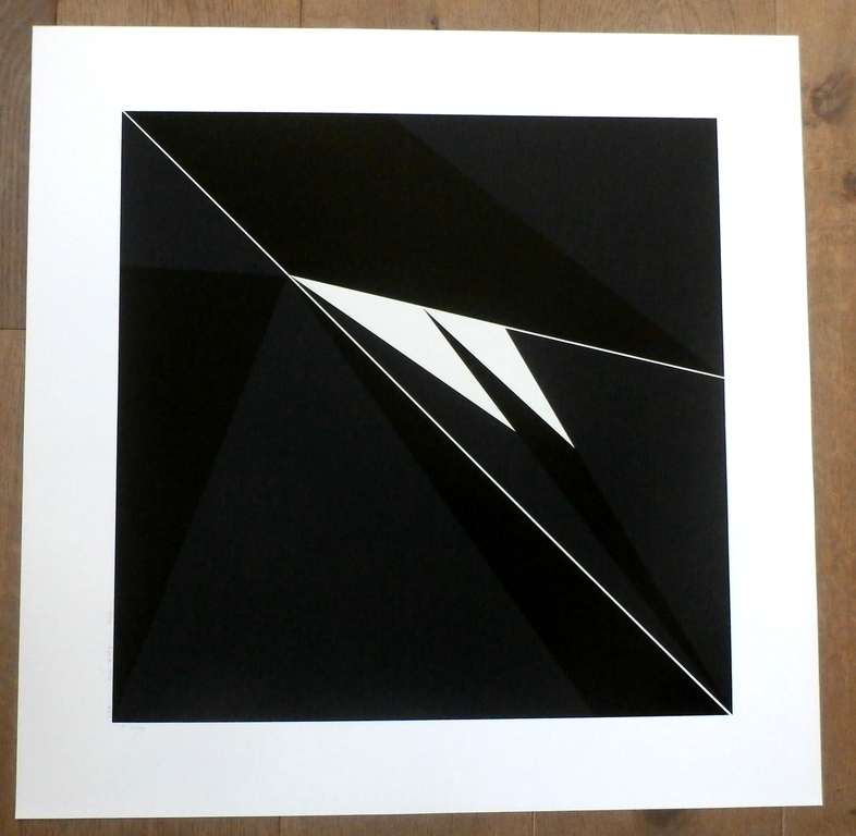 Marcel Verdren - Zeefdruk: geometrische compositie: Espace noir no.1 kopen? Bied vanaf 150!