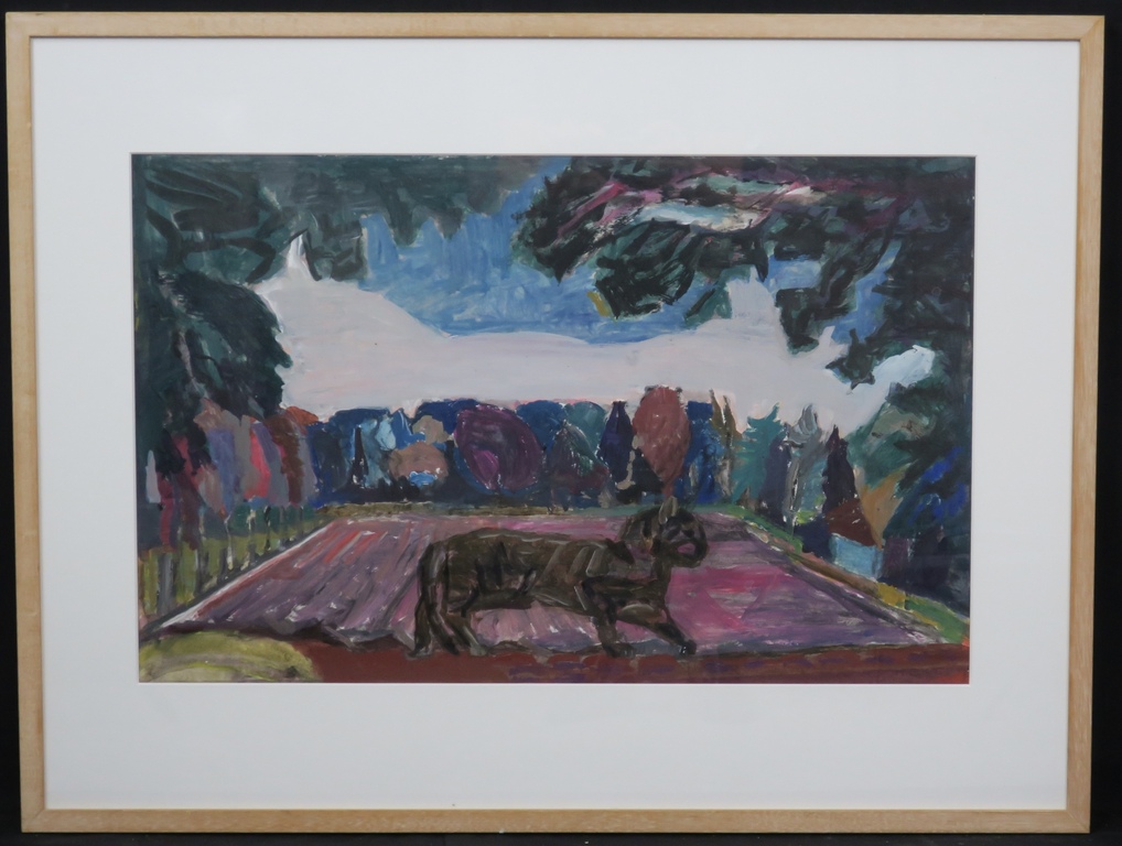 Hans Ebeling Koning: Gouache, Performance -Ingelijst verkocht voor € 100!