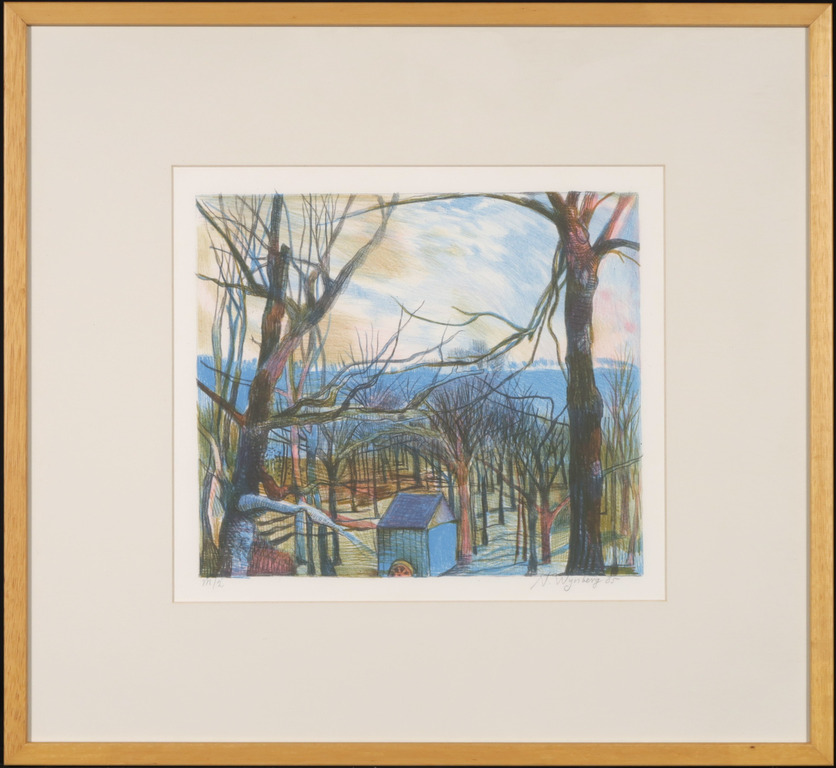 Nicolaas Wijnberg: Litho, Bomen - Ingelijst verkocht voor € 185!