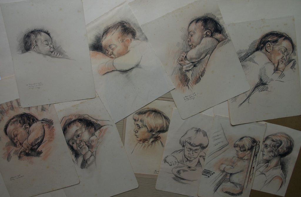 Elie Smalhout :10 Tekeningen -Portretten van zijn zoontje Prof Bob Smalhout-1927 verkauft für € 125!