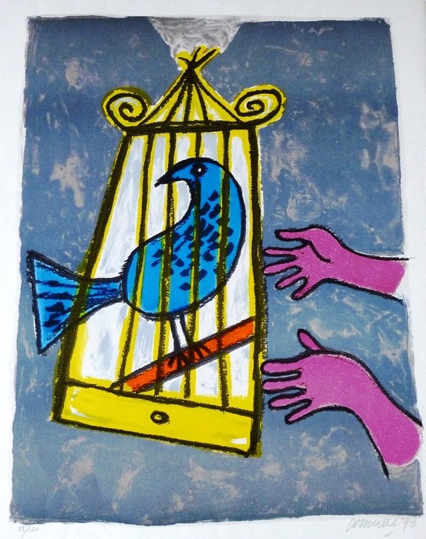 Corneille: grote zeefdruk: La Reine du Monde, handgesigneerd en genummerd, 1998 verkocht voor € 295!